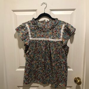 LOFT size L cotton blend top with cute neck detail.